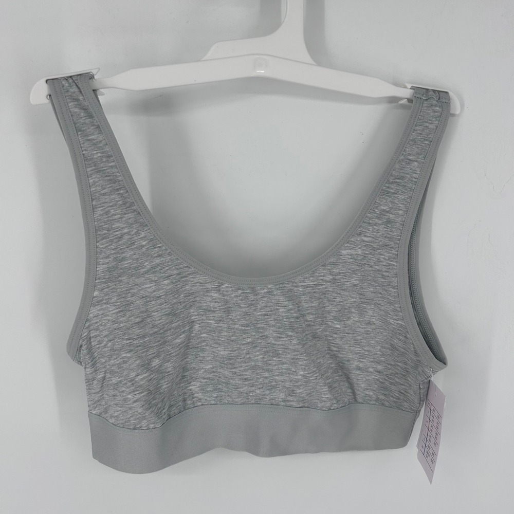 Auden Womens Unlined Scoop Neck Bralette Heather Gray Cotton Spandex Small NEW